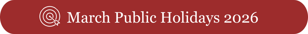 March Public Holidays
